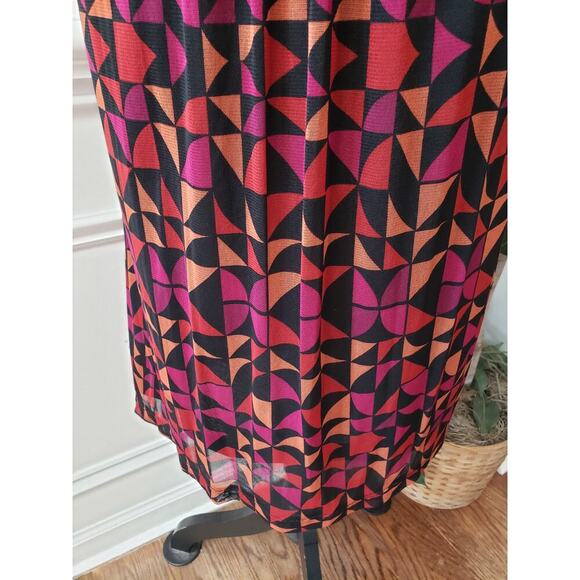 APT.9 Flared Dress Women Large Multi Geometric Print Pleated Skirt Surplice Neck - Picture 10 of 13